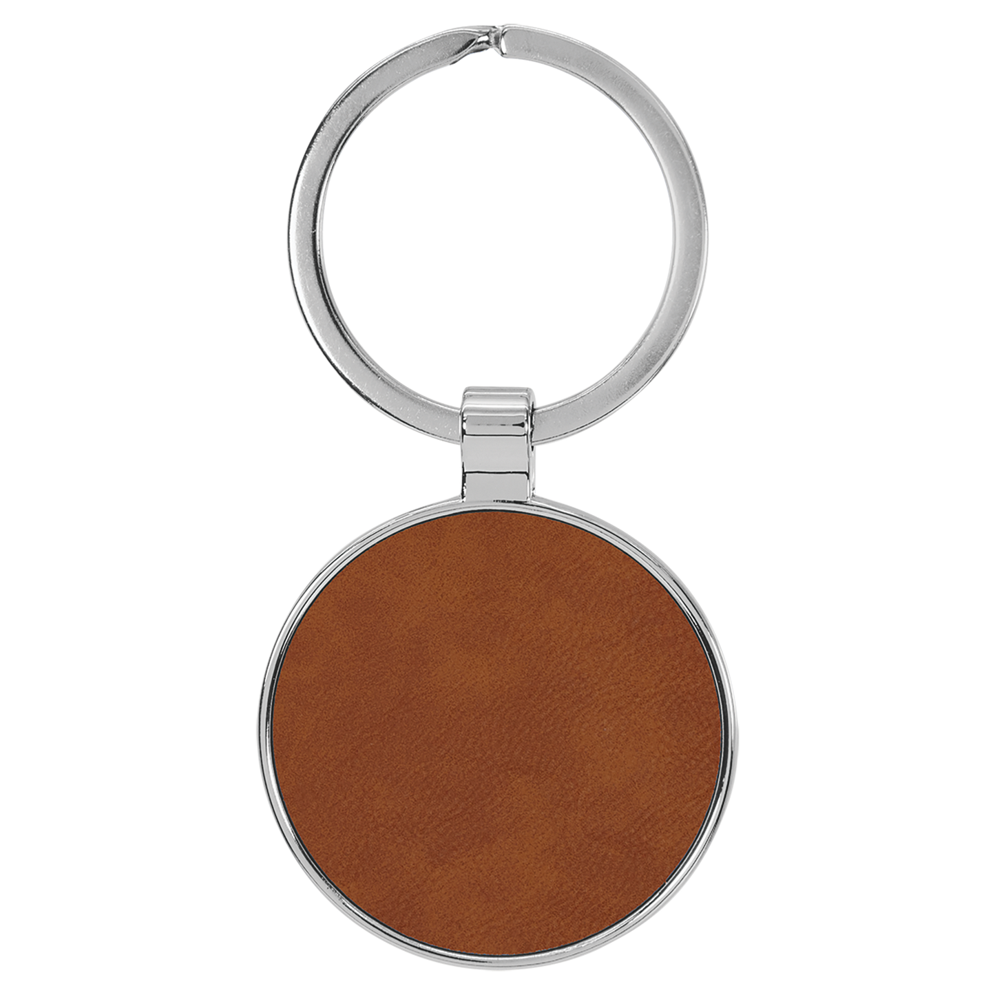 1 1/2" Laserable Leatherette/Metal Round Keychain