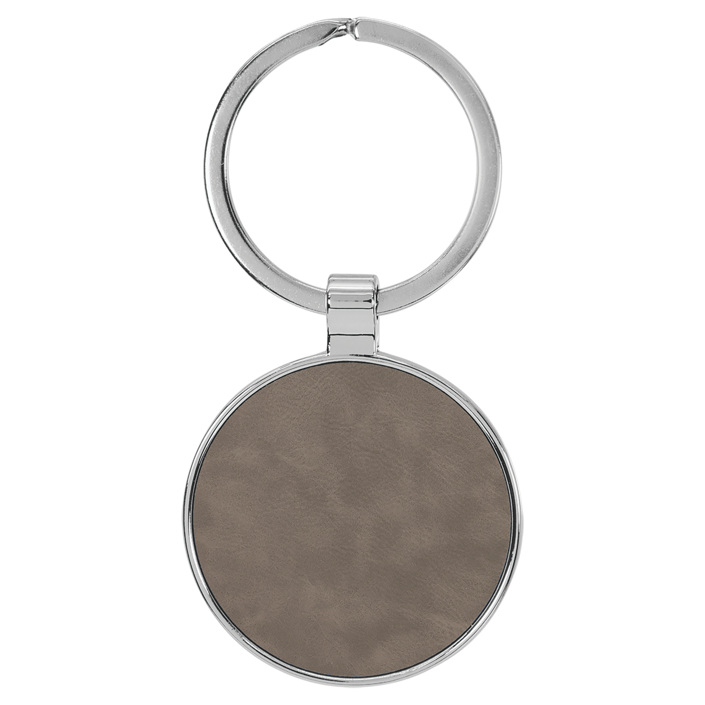 1 1/2" Laserable Leatherette/Metal Round Keychain