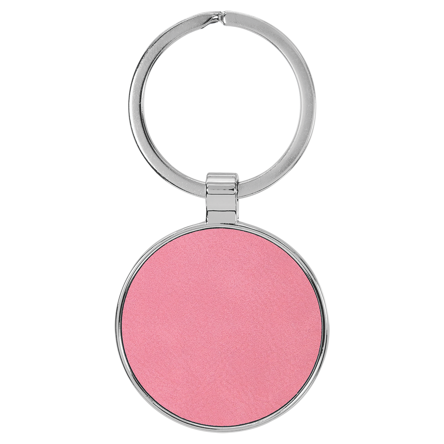 1 1/2" Laserable Leatherette/Metal Round Keychain