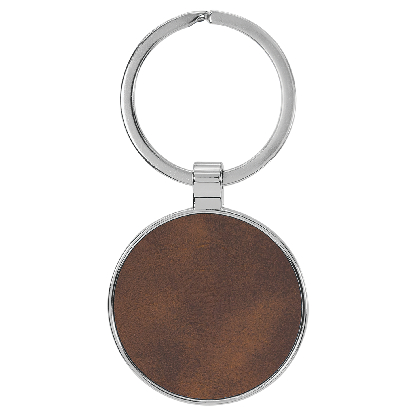 1 1/2" Laserable Leatherette/Metal Round Keychain