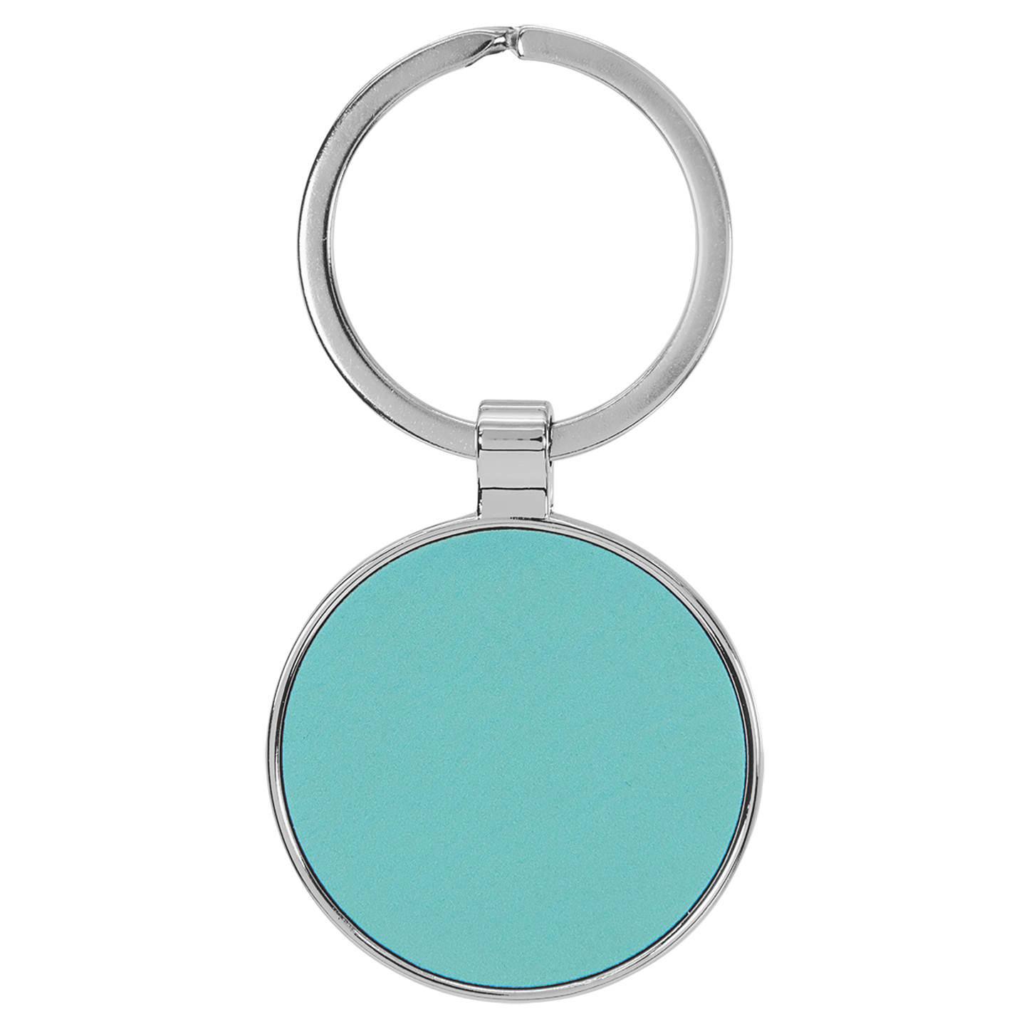 1 1/2" Laserable Leatherette/Metal Round Keychain