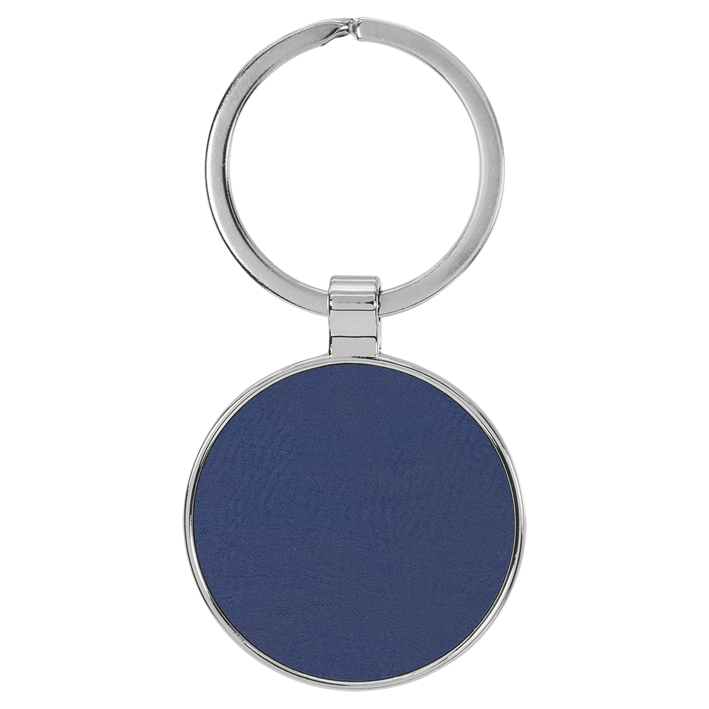 1 1/2" Laserable Leatherette/Metal Round Keychain