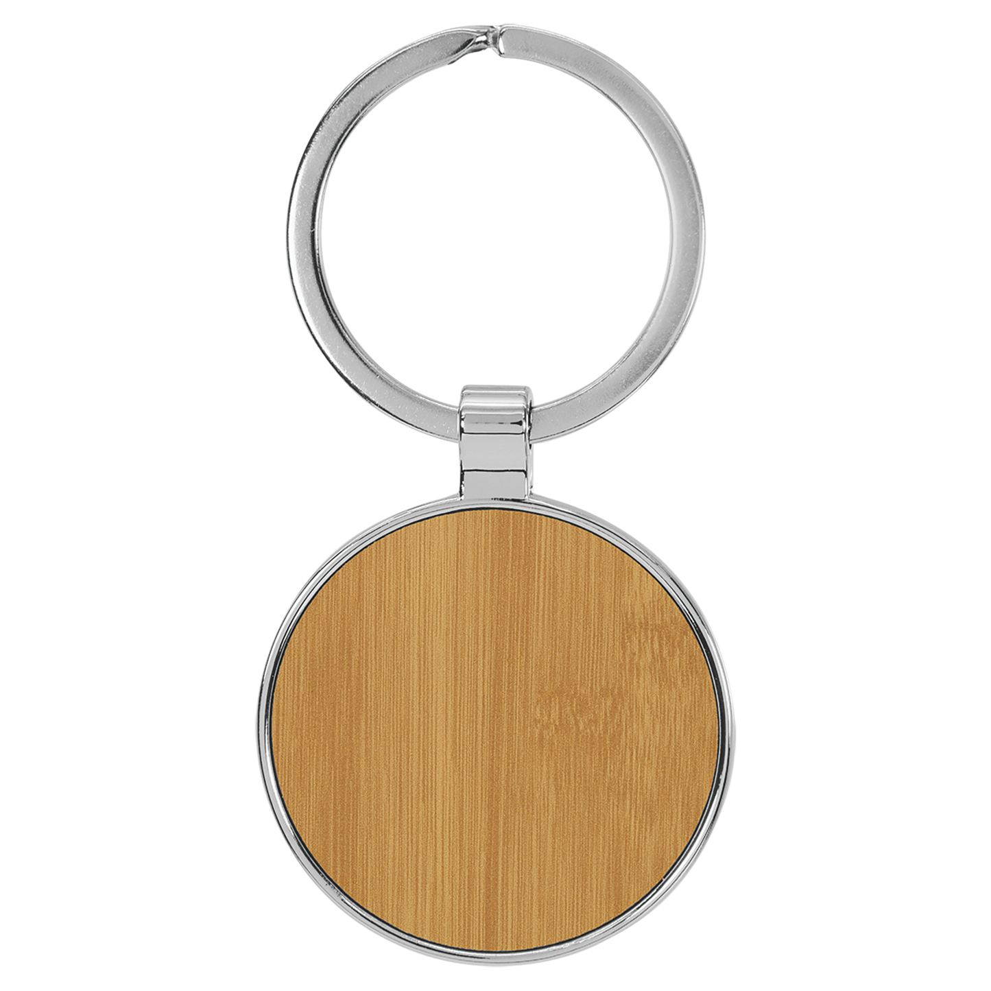 1 1/2" Laserable Leatherette/Metal Round Keychain