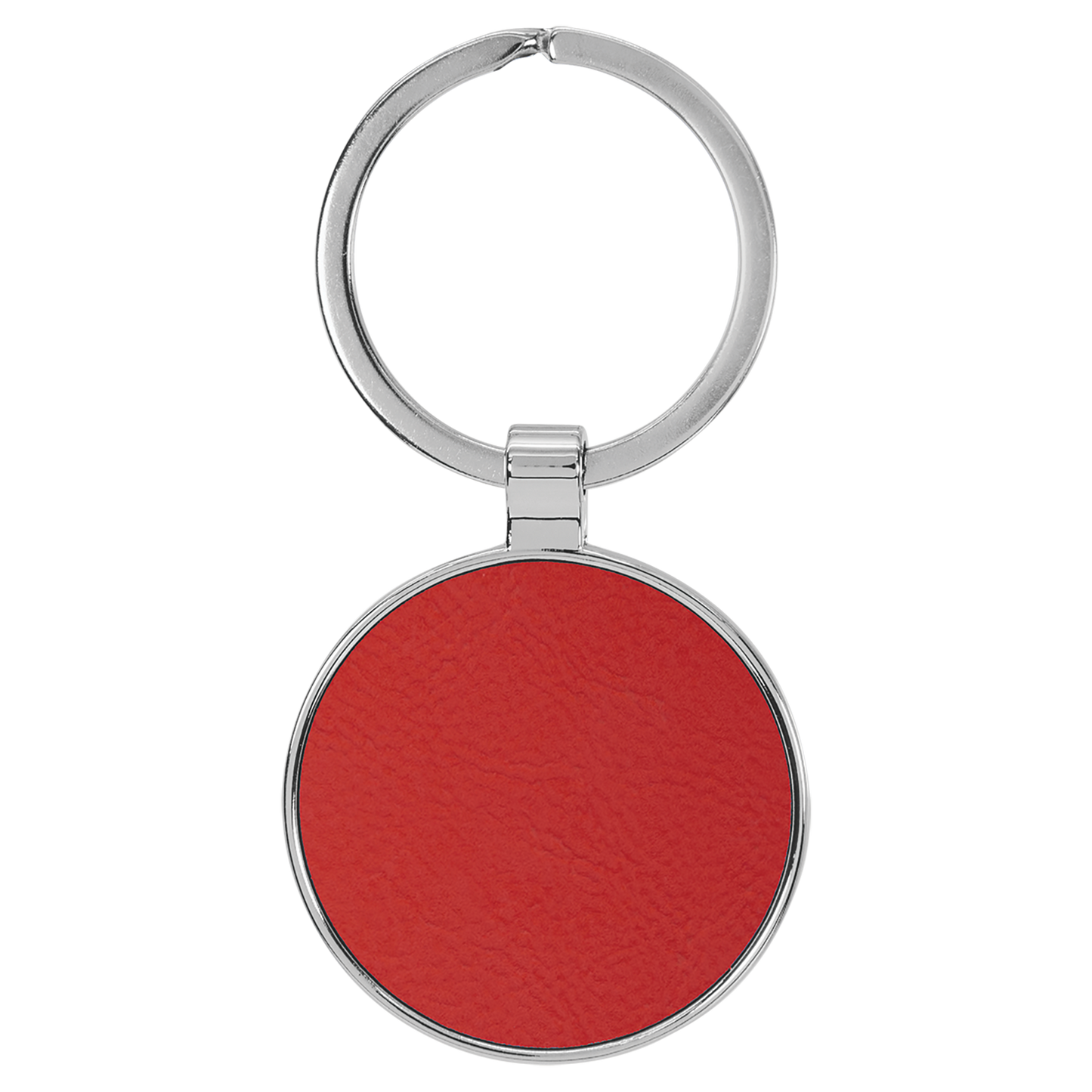 1 1/2" Laserable Leatherette/Metal Round Keychain