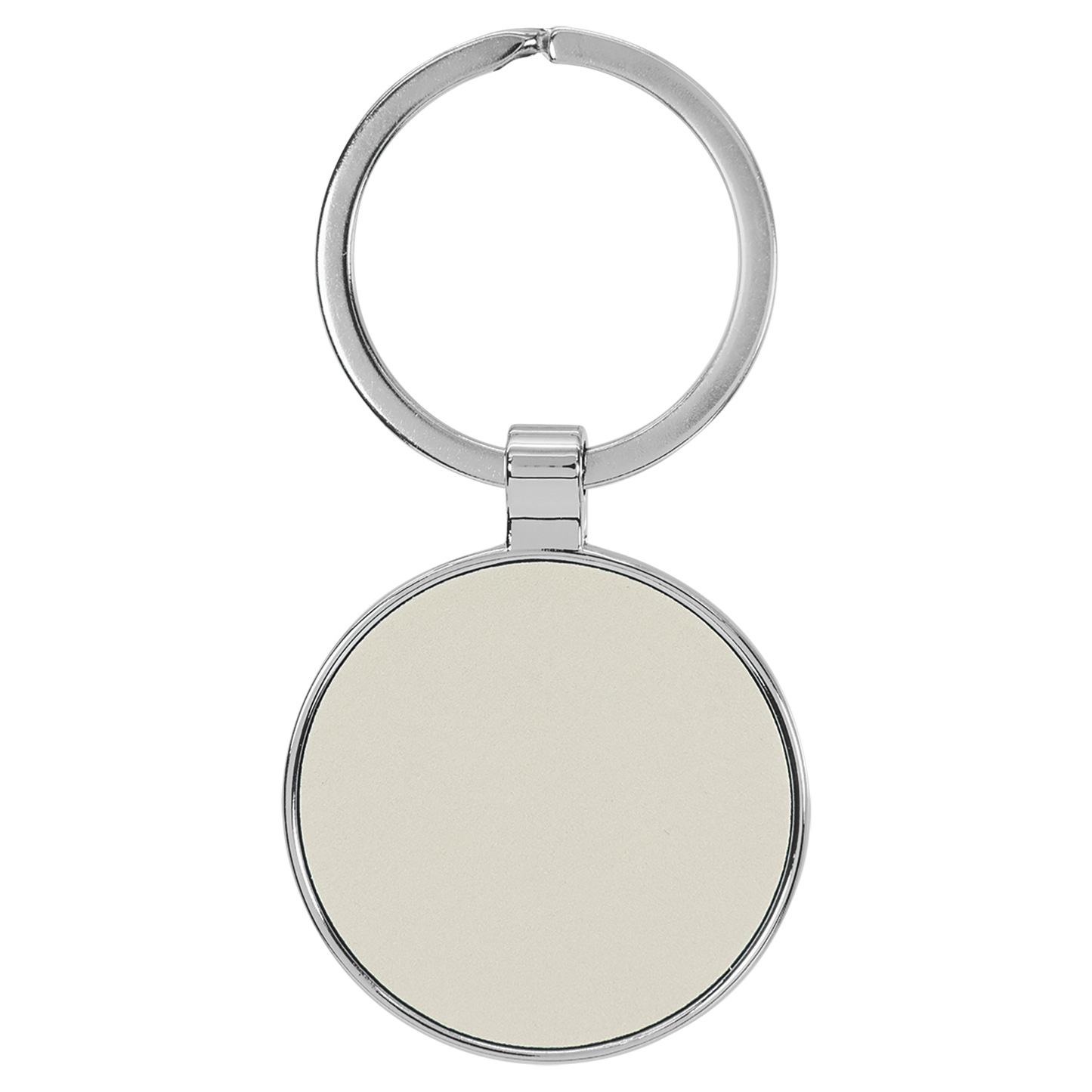 1 1/2" Laserable Leatherette/Metal Round Keychain