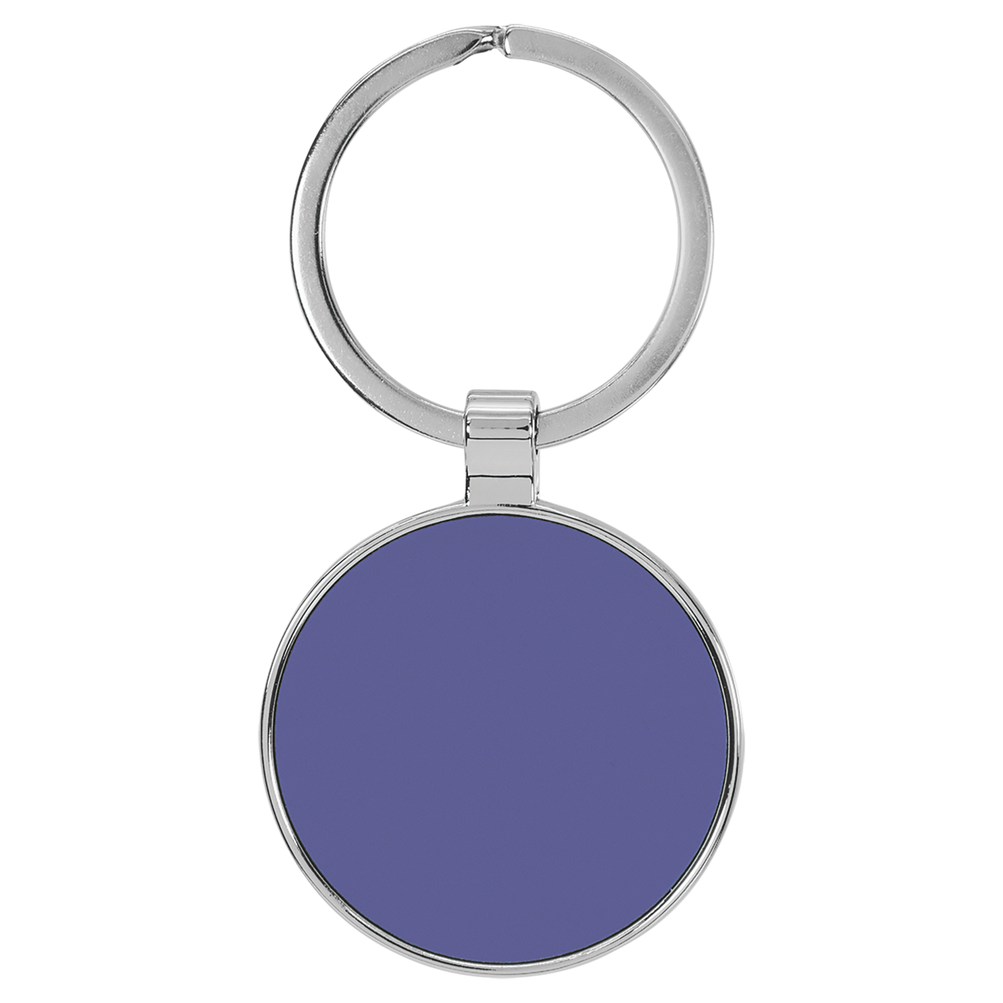 1 1/2" Laserable Leatherette/Metal Round Keychain