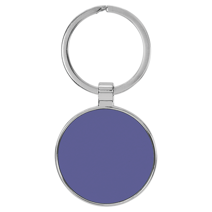 1 1/2" Laserable Leatherette/Metal Round Keychain