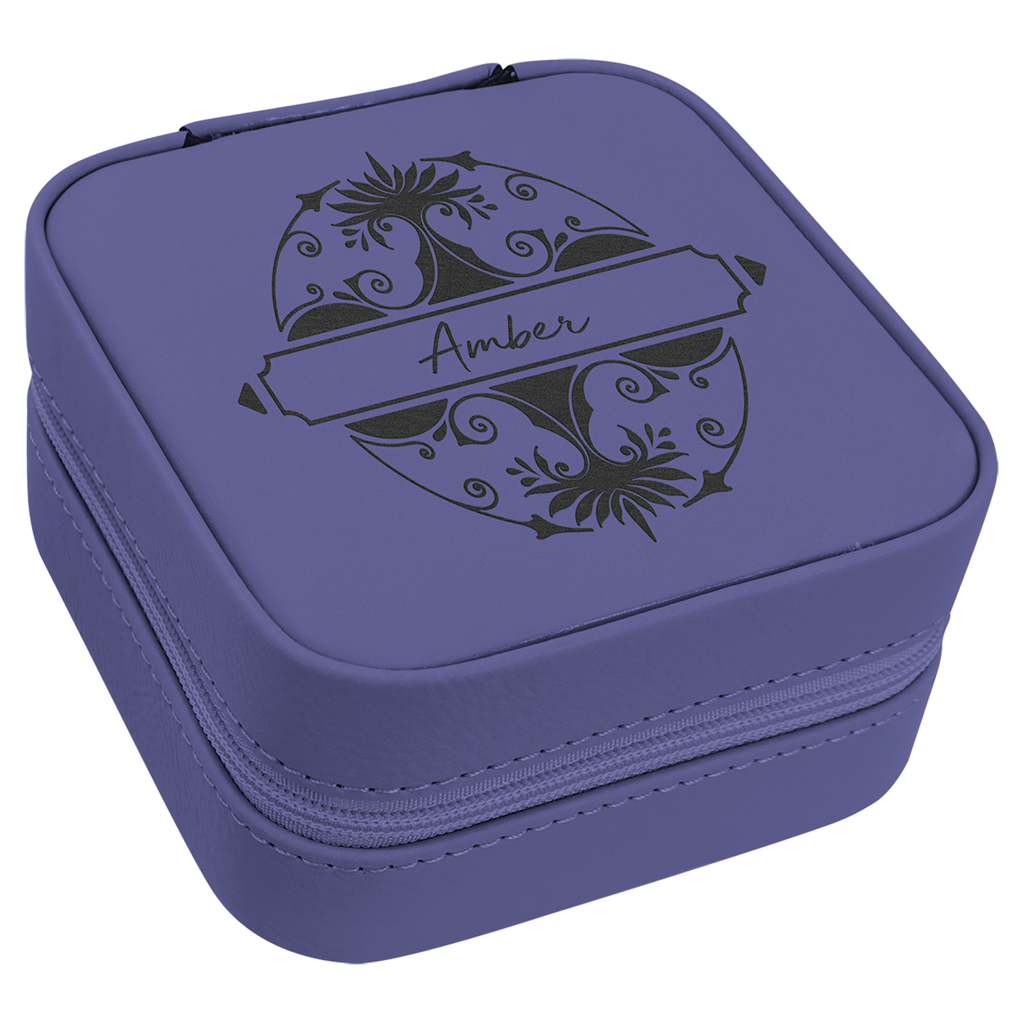 4" X 4"  Leather travel Jewelry Box with Black Lining