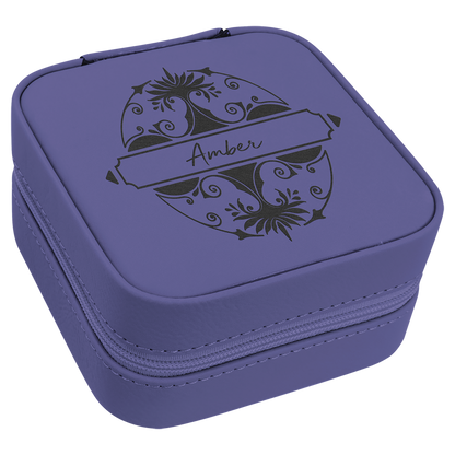 4" X 4"  Leather travel Jewelry Box with Black Lining