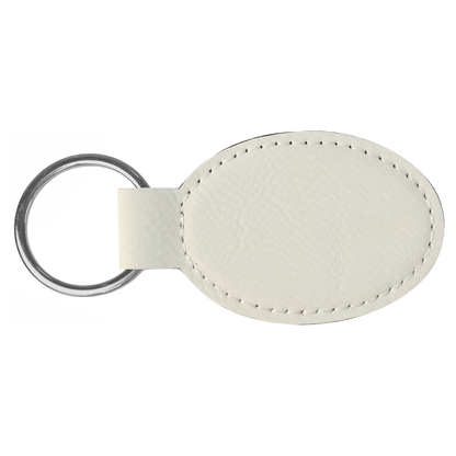 3" x 1 3/4" Laserable Leatherette Oval Keychain