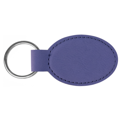 3" x 1 3/4" Laserable Leatherette Oval Keychain