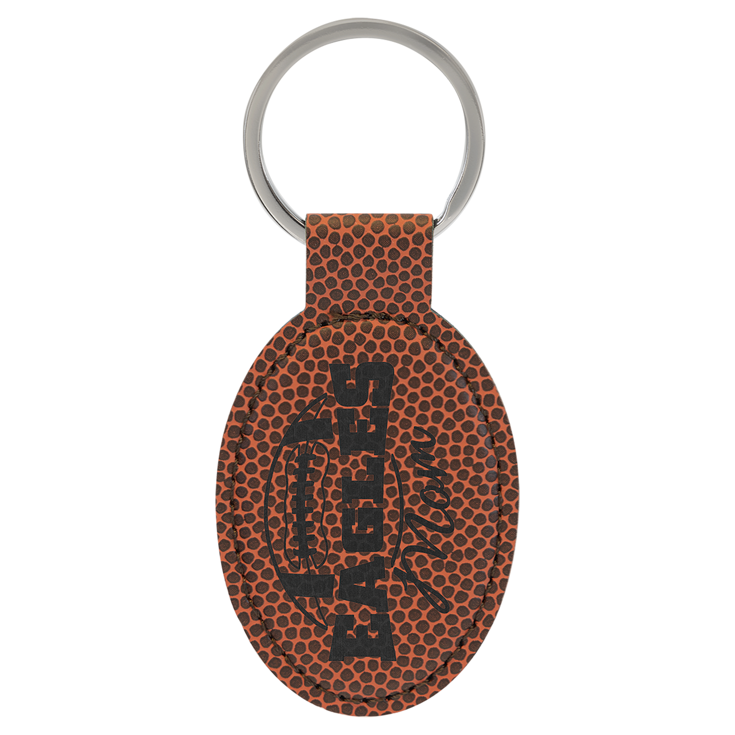 Football Leather Oval Keychain