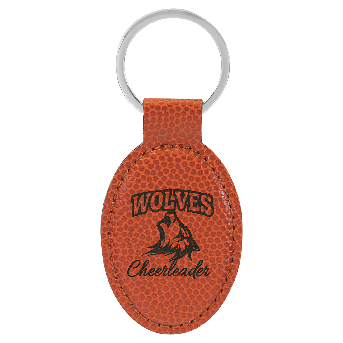 Basketball Leather Oval Keychain