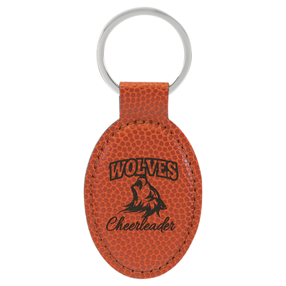 Basketball Leather Oval Keychain