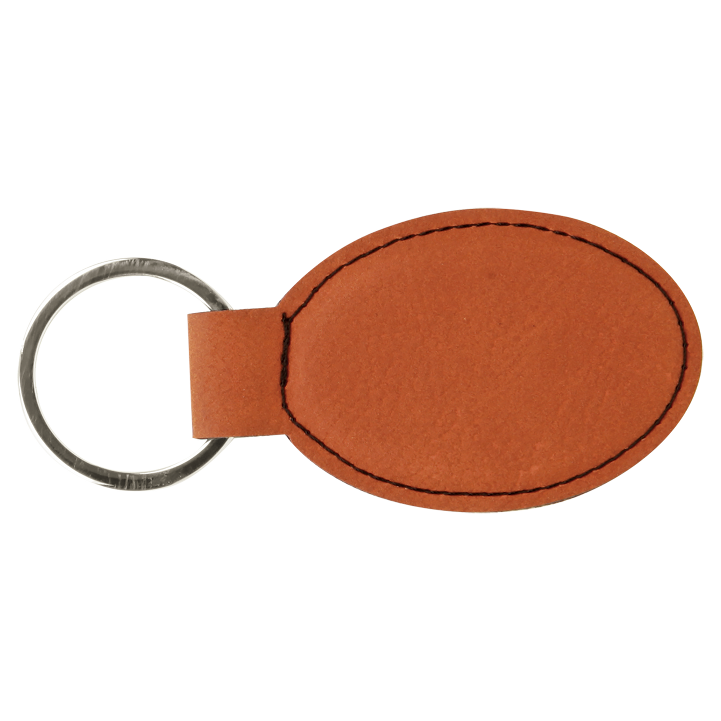 3" x 1 3/4" Laserable Leatherette Oval Keychain