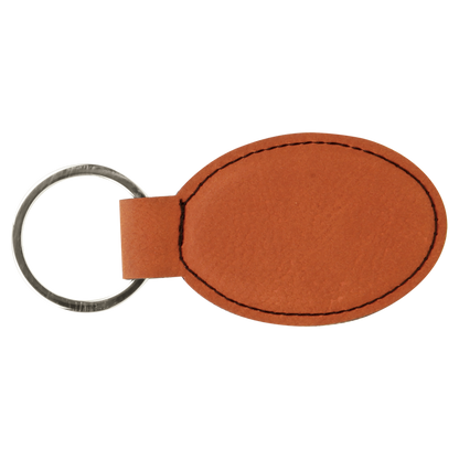 3" x 1 3/4" Laserable Leatherette Oval Keychain