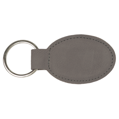 3" x 1 3/4" Laserable Leatherette Oval Keychain