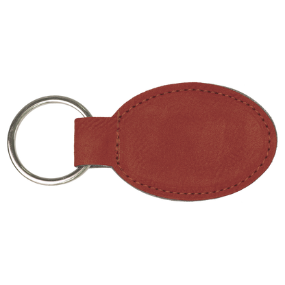 3" x 1 3/4" Laserable Leatherette Oval Keychain