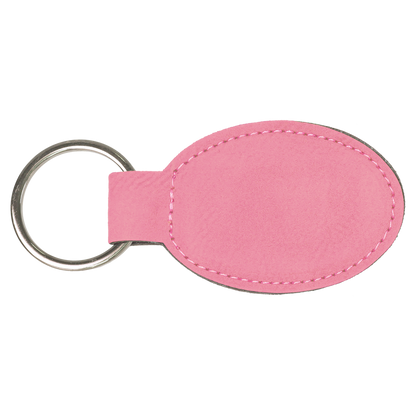 3" x 1 3/4" Laserable Leatherette Oval Keychain