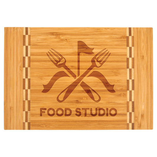 Bamboo Cutting Board With Butcher Block Inlay