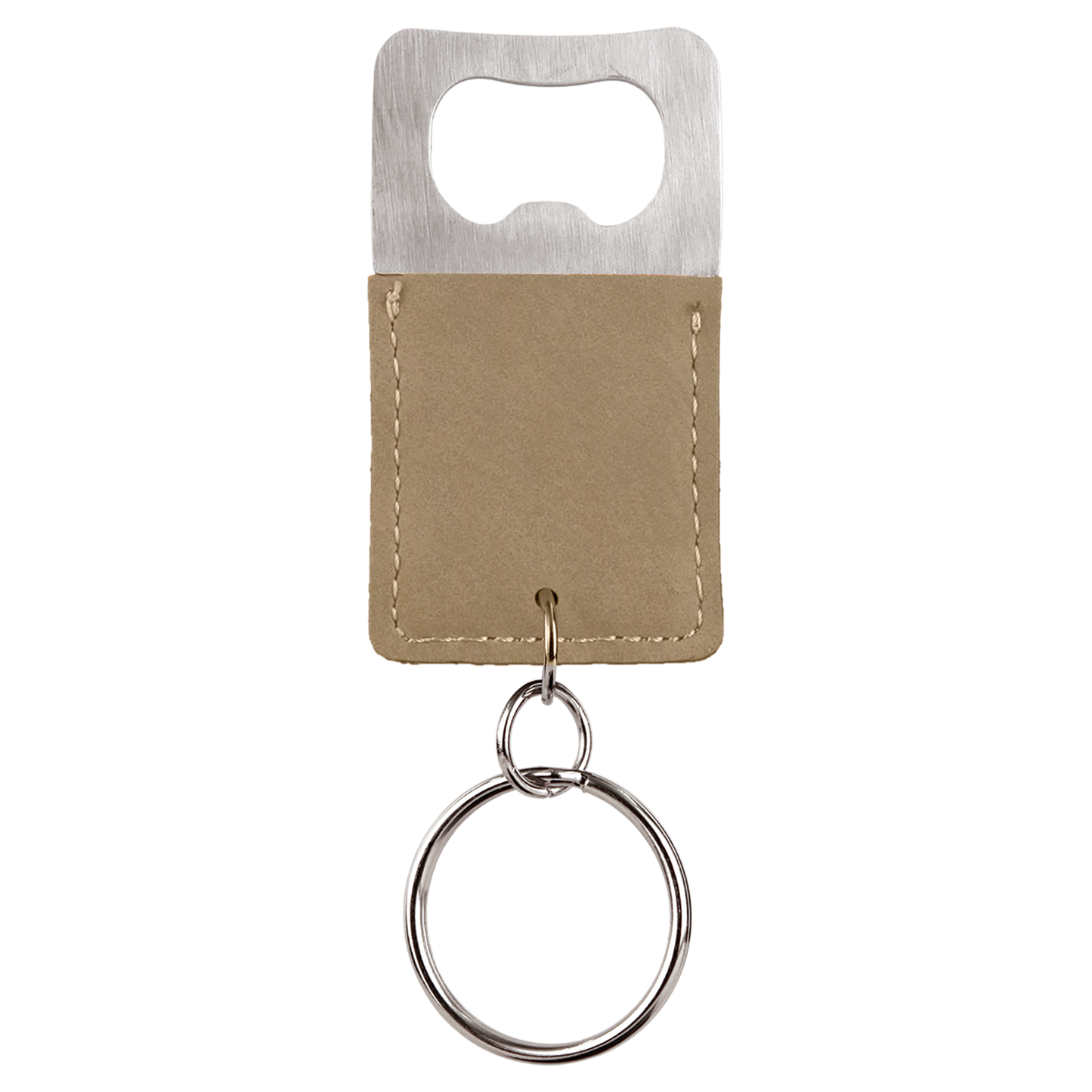 Rectangle Laserable Leatherette Bottle Opener Keychain