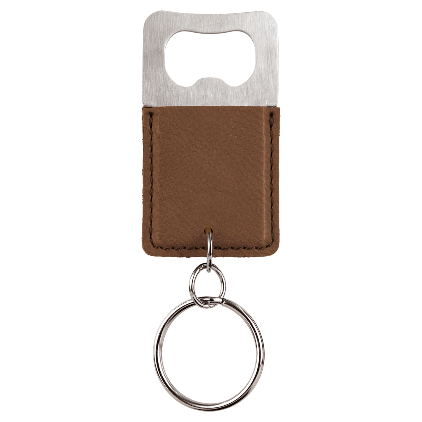 Rectangle Laserable Leatherette Bottle Opener Keychain