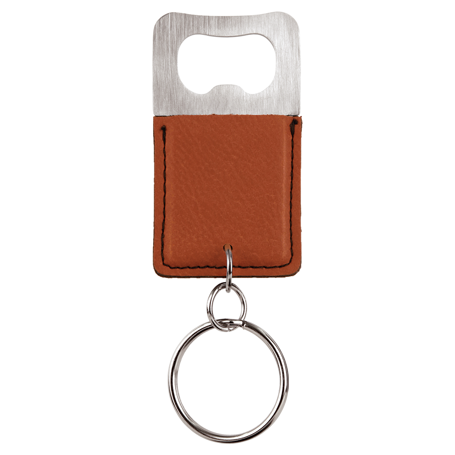 Rectangle Laserable Leatherette Bottle Opener Keychain