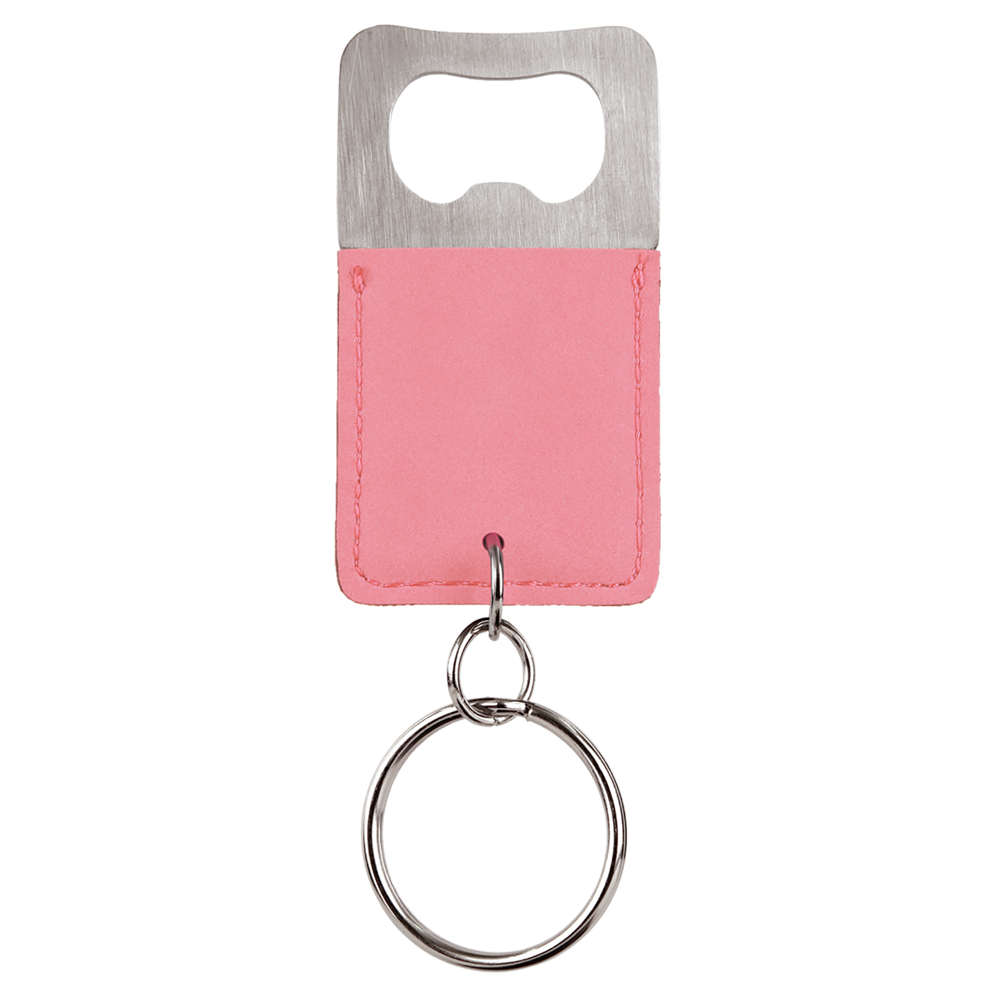 Rectangle Laserable Leatherette Bottle Opener Keychain