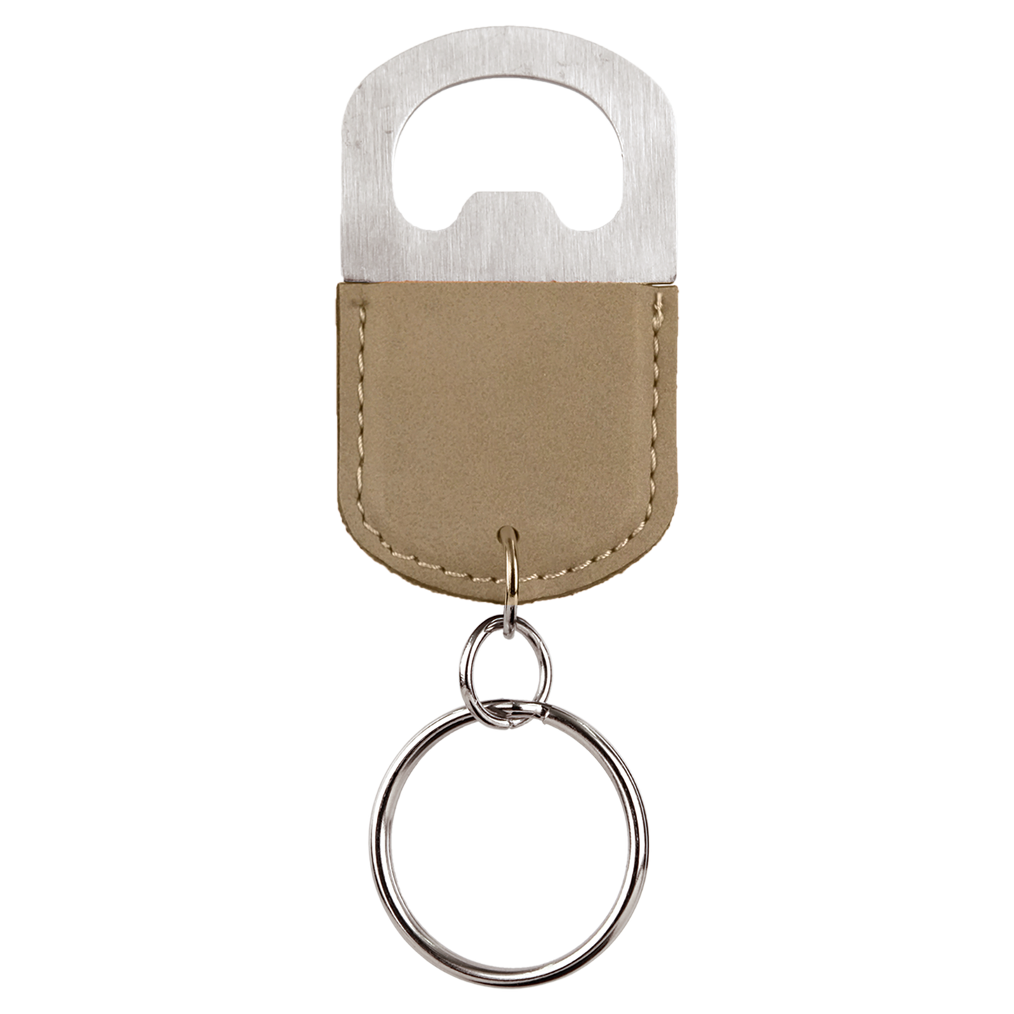 Oval Laserable Leatherette Bottle Opener Keychain