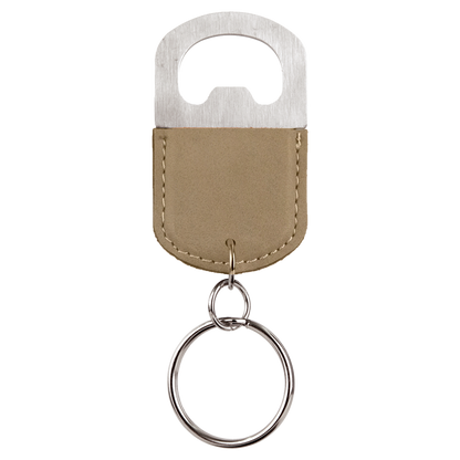 Oval Laserable Leatherette Bottle Opener Keychain