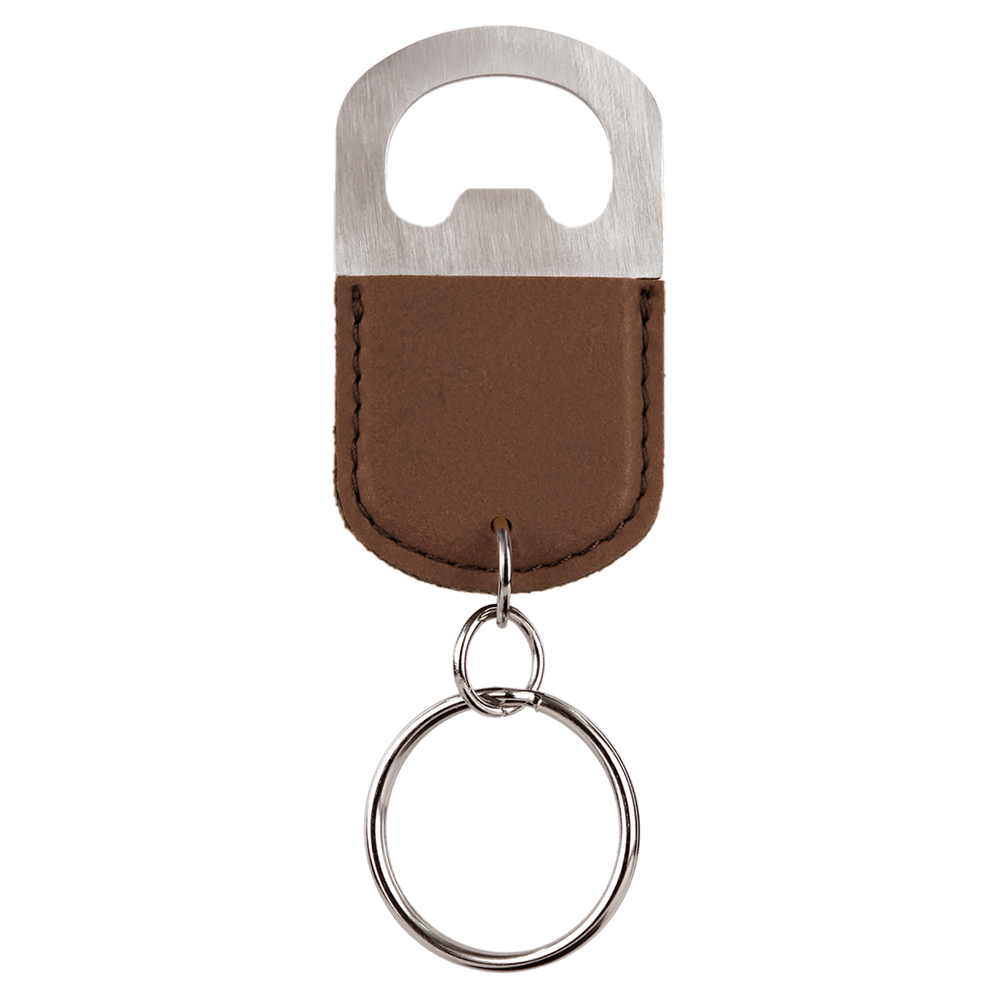 Oval Laserable Leatherette Bottle Opener Keychain