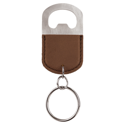 Oval Laserable Leatherette Bottle Opener Keychain