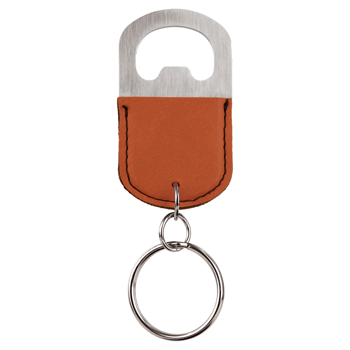 Oval Laserable Leatherette Bottle Opener Keychain