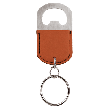 Oval Laserable Leatherette Bottle Opener Keychain