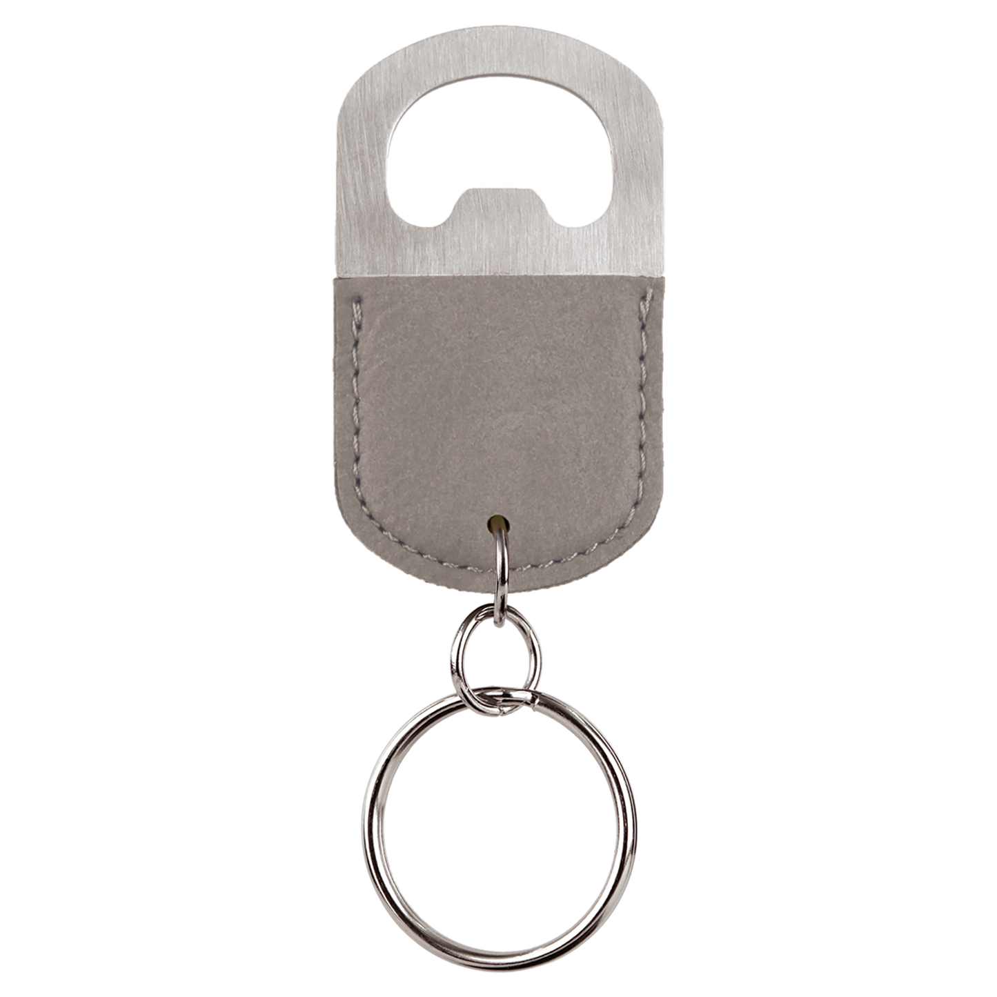 Oval Laserable Leatherette Bottle Opener Keychain