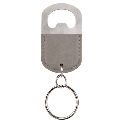 Oval Laserable Leatherette Bottle Opener Keychain