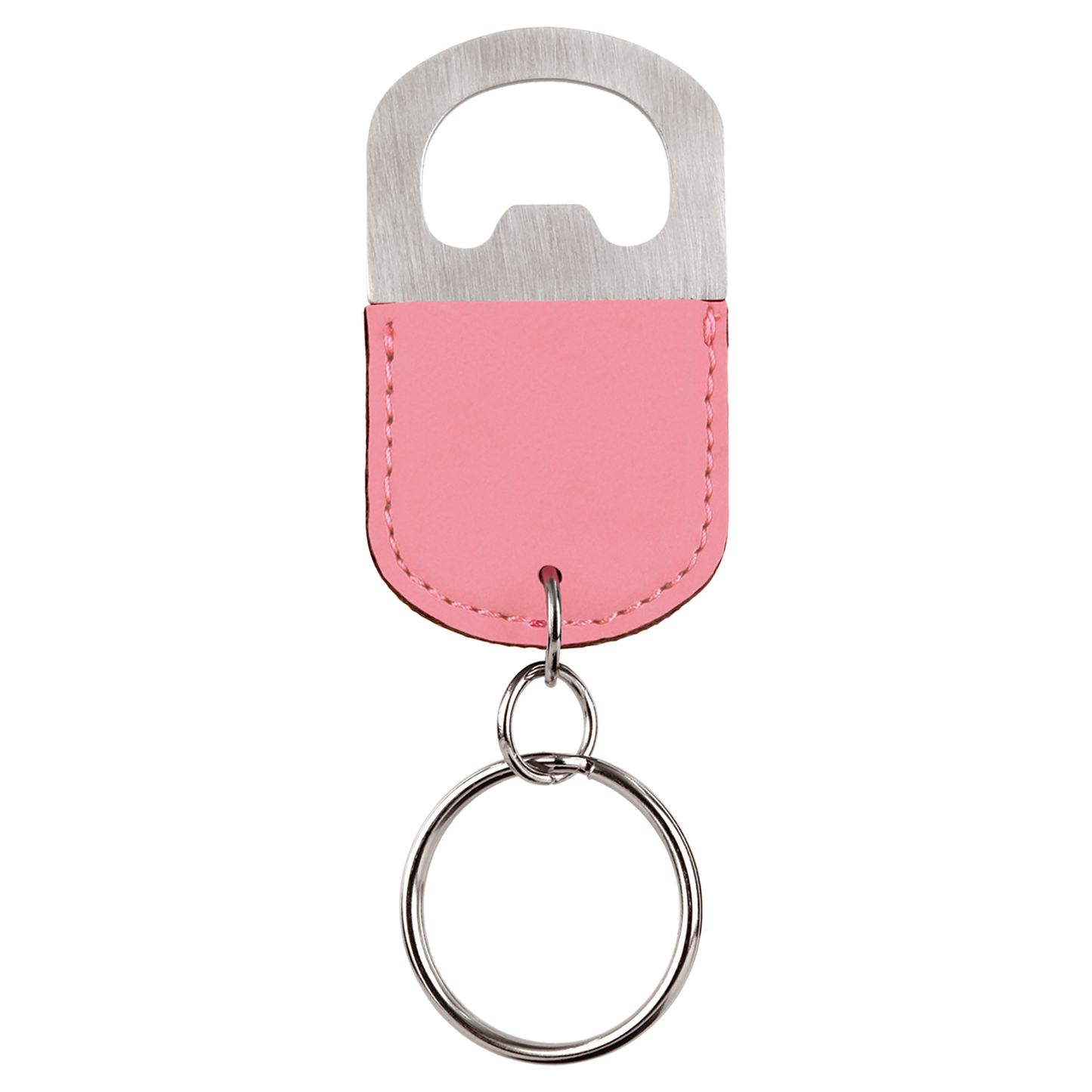 Oval Laserable Leatherette Bottle Opener Keychain