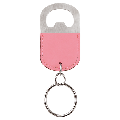 Oval Laserable Leatherette Bottle Opener Keychain