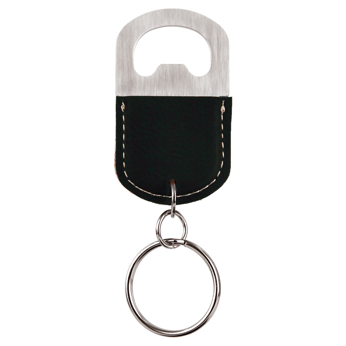 Oval Laserable Leatherette Bottle Opener Keychain