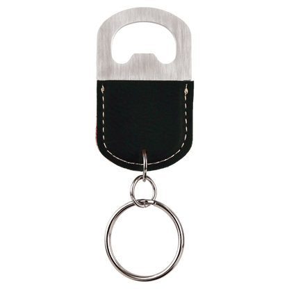 Oval Laserable Leatherette Bottle Opener Keychain