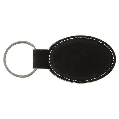 3" x 1 3/4" Laserable Leatherette Oval Keychain