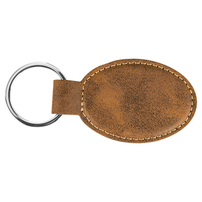 3" x 1 3/4" Laserable Leatherette Oval Keychain