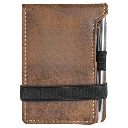 3 1/4" x 4 3/4" Leather Mini Notepad with Pen