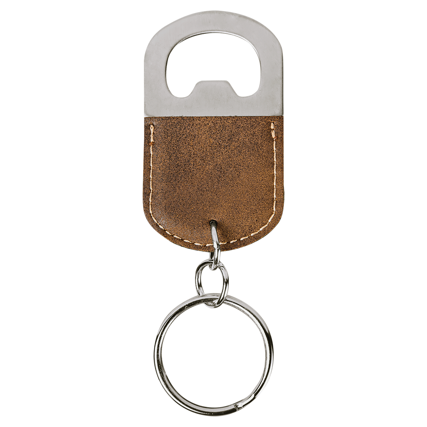 Oval Laserable Leatherette Bottle Opener Keychain