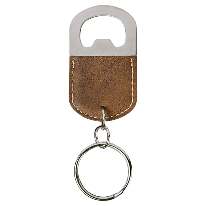 Oval Laserable Leatherette Bottle Opener Keychain