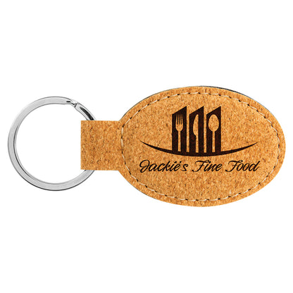 3" x 1 3/4" Laserable Leatherette Oval Keychain