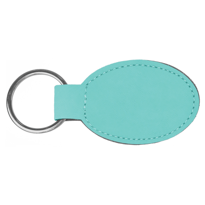 3" x 1 3/4" Laserable Leatherette Oval Keychain