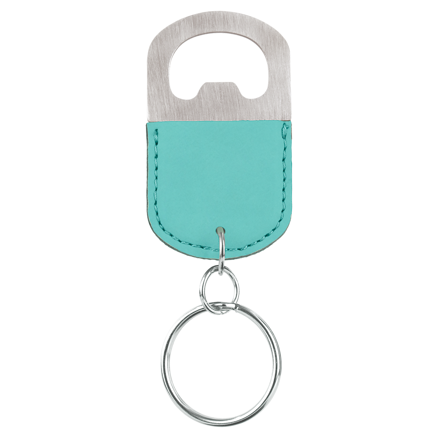 Oval Laserable Leatherette Bottle Opener Keychain