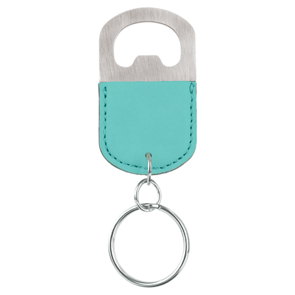 Oval Laserable Leatherette Bottle Opener Keychain