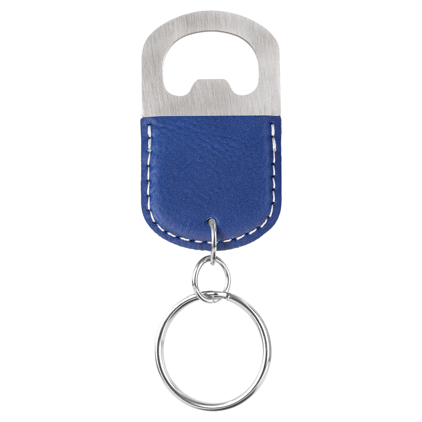 Oval Laserable Leatherette Bottle Opener Keychain